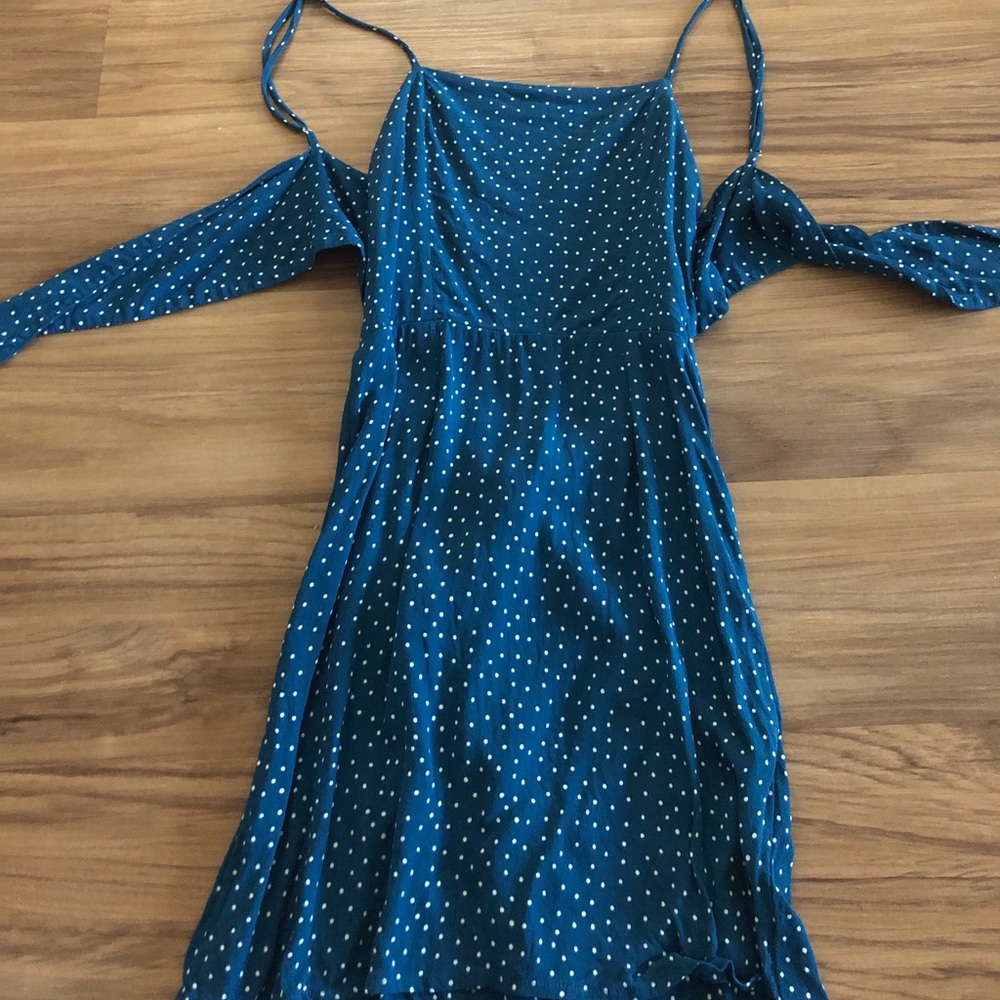 Blue and White Polka Dot Mini Dress